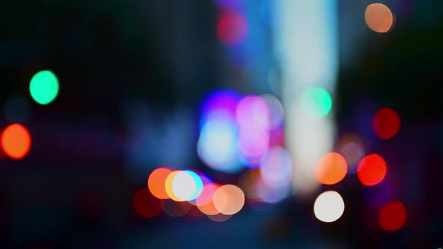 Bokeh out of focus at 42nd street in midtown Manhattan New York City.