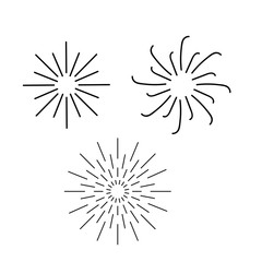 Sunbursts set vector. Sunbursts ink hand drawn sunshine shapes. Sunbursts collections.