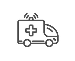 Ambulance car line icon. Medical emergency transport sign. Quality design flat app element. Editable stroke Ambulance car icon. Vector