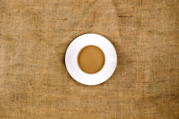 Coffee on a brown, structured background