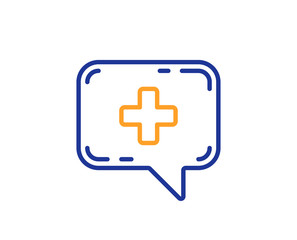 Medicine chat line icon. Medical help sign. Colorful outline concept. Blue and orange thin line color Medical chat icon. Vector