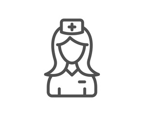 Hospital nurse line icon. Medical help assistant sign. Quality design flat app element. Editable stroke Hospital nurse icon. Vector