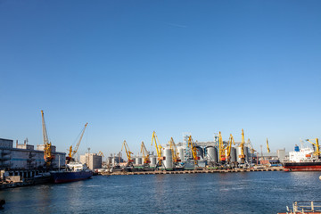 Obraz premium Odessa seaport terminals and cranes
