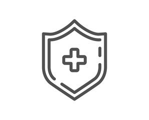 Medicine shield line icon. Medical protection sign. Quality design flat app element. Editable stroke Medical shield icon. Vector