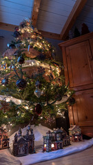 Decorated Christmas tree with lights and ornaments