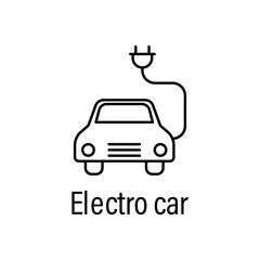 electro car outline icon with name