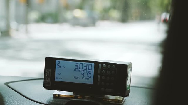 Counter. Taxi counter in the city of Barcelona