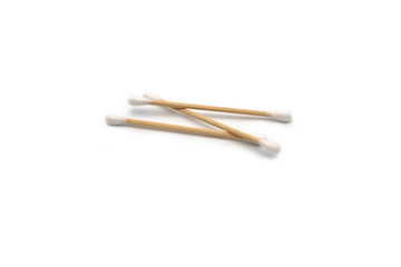 Cotton Swab with wool fibers closeup