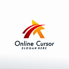 Online Cursor logo designs vector, Cursor with swoosh logo designs template