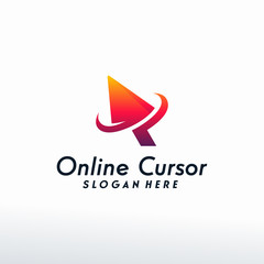 Online Cursor logo designs vector, Cursor with swoosh logo designs template
