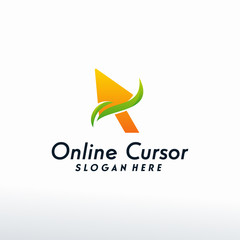 Online Cursor logo designs vector, Cursor with swoosh logo designs template