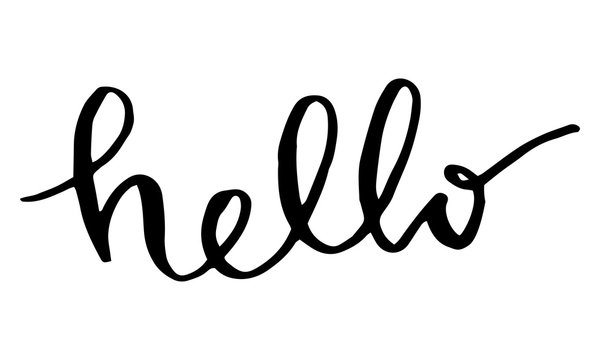 Black color hand writing in word hello on white background (vector)
