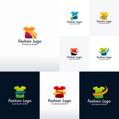 Set of Cloth Shirt logo designs concept vector, Fashion logo designs with swoosh logo
