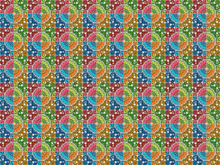 Collection of patterns tiles in different colors