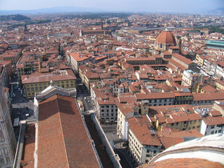 Scenic view of the red tile roofs of Florence, Italy