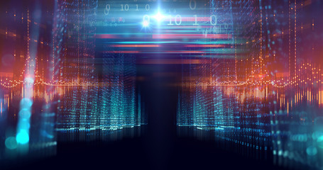 digital city scape with digit number elements illustration