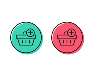 Add to Shopping cart line icon. Online buying sign. Supermarket basket symbol. Positive and negative circle buttons concept. Good or bad symbols. Add purchase Vector