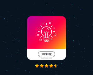 Idea line icon. Light bulb or Lamp sign. Creativity, Solution or Thinking symbol. Web or internet line icon design. Rating stars. Just click button. Vector