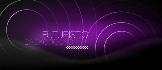 Dark abstract background with glowing neon circles