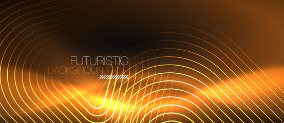 Dark black abstract background with neon colors and lines