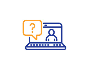 Question mark line icon. Online faq support sign. Colorful outline concept. Blue and orange thin line color Faq icon. Vector