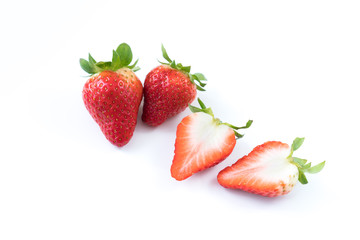 The Material of  Red Strawberries in White Background