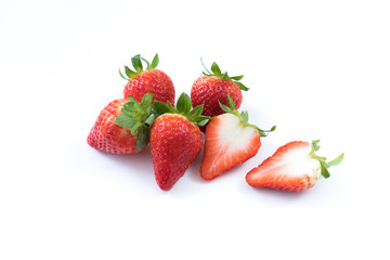The Material of  Red Strawberries in White Background