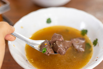 Soup with Boiled with Spoon.