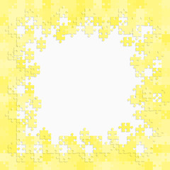 The Yellow Puzzle Frame. Puzzle Pieces Banner .