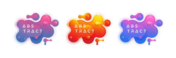 Fluid, liquid design collection. Trendy liquid gradient design elements. Abstract liquid background