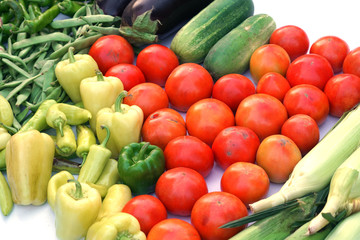 Fresh picked vegetables as food background