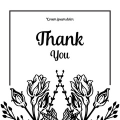 Botanical illustration flowers thank you hand draw vector