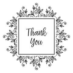 Botanical illustration flowers thank you hand draw vector