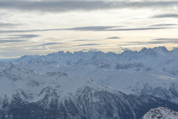 panoramic view  of winter mountains