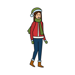 woman with christmas sweater and hat