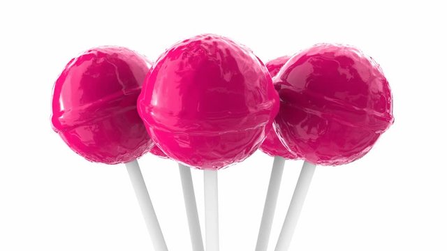 3D looping animation of the pink lollipops, alpha matte is included