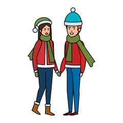 young couple with winter clothes