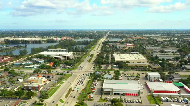 Aerial footage Pompano Beach Florida USA
