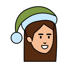 beautiful woman head with santa hat