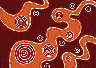 Aboriginal dot art vector background.