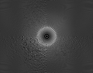 Abstract circular background with dynamic dots. Radial structure for science or technology.  Network illustration with particle. 3D grid surface.