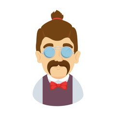 man hipster with mustache and glasses