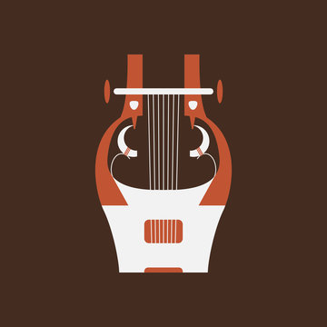 Cithara flat vector icon. Folk music instrument
