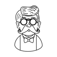 man hipster with mustache and glasses