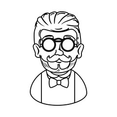 man hipster with mustache and glasses