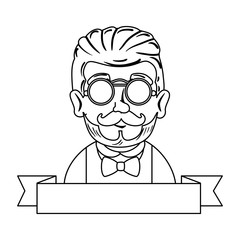 man hipster with mustache and glasses