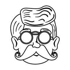 head man hipster with mustache and glasses