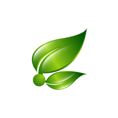 Abstract sphere green leaf logo, Set of green leaves. Element for design