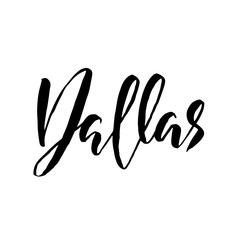 Obraz premium Dallas, USA. Typography dry brush lettering design. Hand drawn calligraphy poster. Vector illustration.