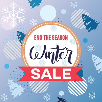 Winter Sale Banner Label Flayer Tag Snowflake Background
